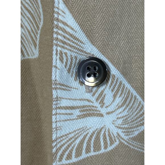 Paradise by Axis Button Up 1X BIG 100% Silk Yellow Palm Print Hawaiian Tropical - Picture 5 of 9